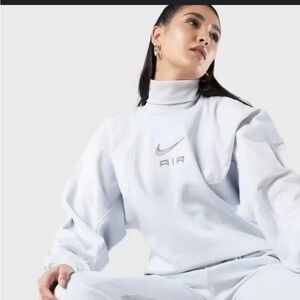 Nike Air corduroy fleece sweatshirt in pure platinum XL